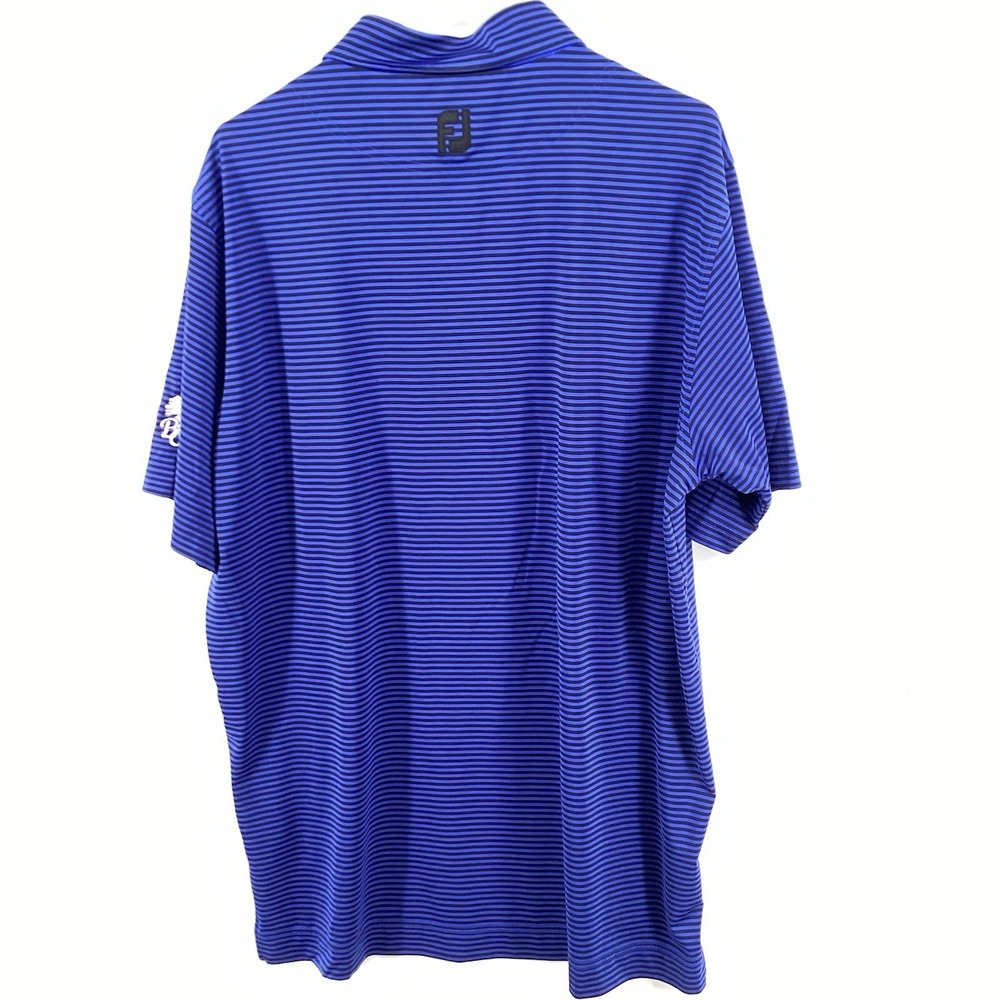 Men's Footjoy Short Sleeved Performance Striped Golf Polo Royal Blue / Black XL - Picture 3 of 10